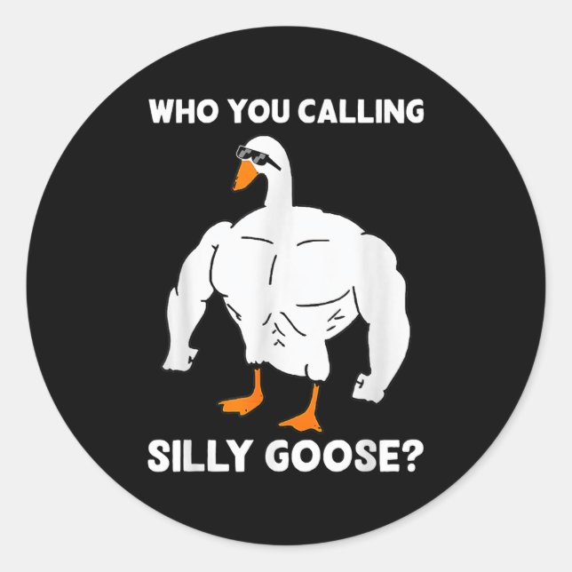 Sticker Rond Who You Calling Silly Goose Funny Gym Meme  (Devant)