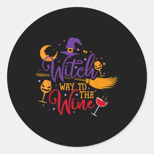Sticker Rond Wicca, Halloween Boire pour Wicca (Devant)
