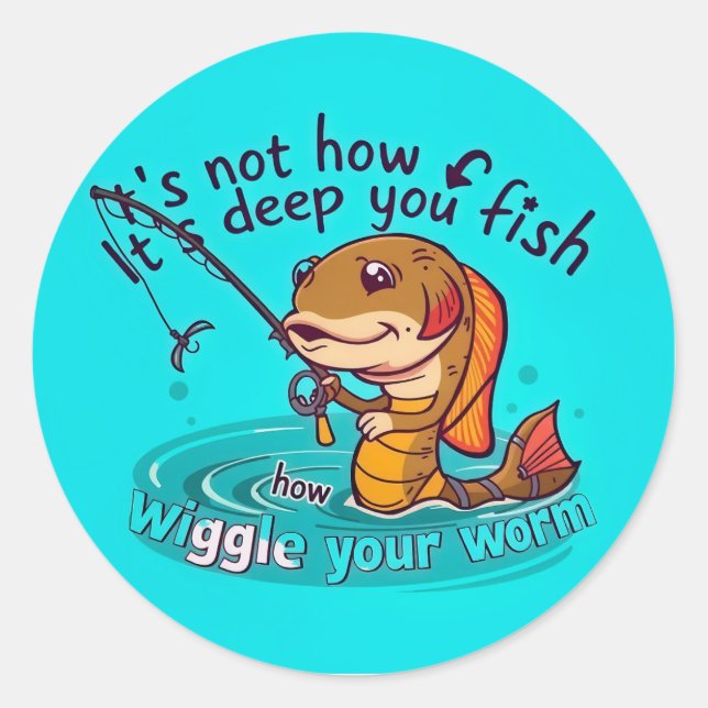 Sticker Rond Wiggle Your Worm: The Fun Side of Fishing (Devant)