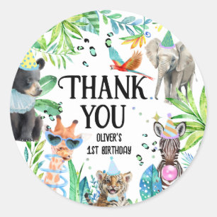 Sticker Rond Wil Birthday Safari Animaux