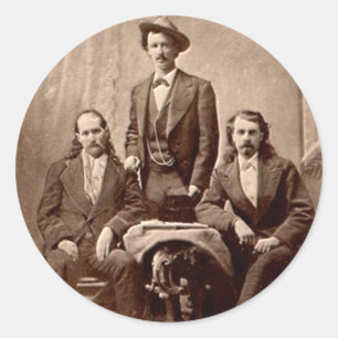 Sticker Rond Wild Bill Hickok - Texas Jack - Buffalo Bill