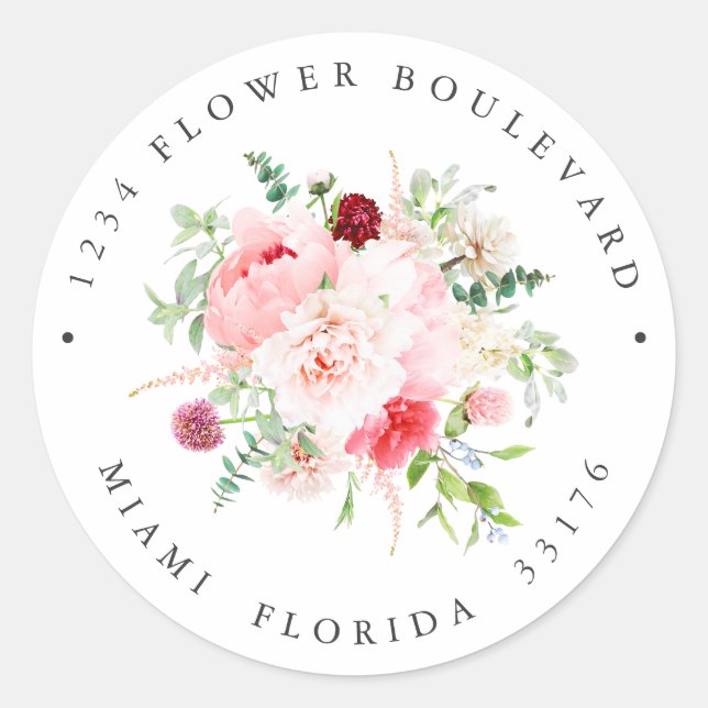Sticker Rond Wild Garden Bouquet Botanique Adresse de retour (Devant)