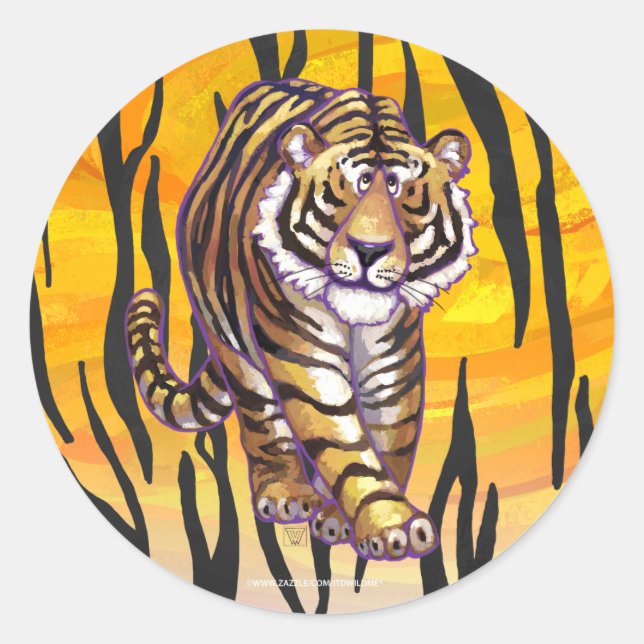 Sticker Rond Wild Me Tiger orange et noir (Devant)