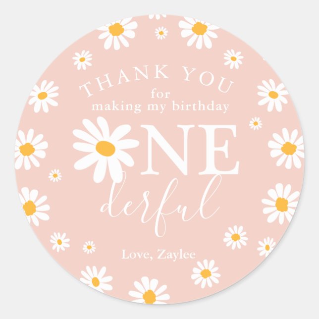 Sticker Rond Wild One 1er anniversaire fête Boho Retro Daisy (Devant)