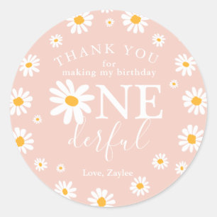Sticker Rond Wild One 1er anniversaire fête Boho Retro Daisy