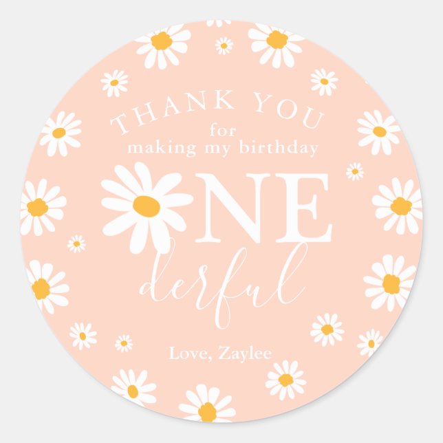 Sticker Rond Wild One 1er anniversaire fête Boho Retro Peach Da (Devant)