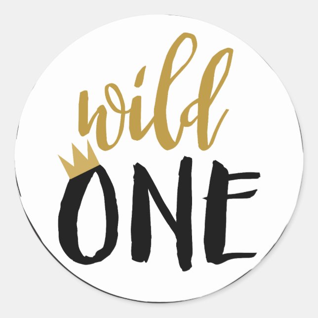 Sticker Rond Wild One Black + Gold Photo 1 1er anniversaire (Devant)