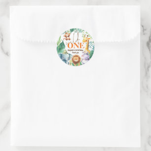 Sticker Rond Wild One Cute Safari 1er anniversaire Merci