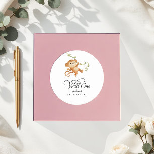 Sticker Rond Wild One Safari Jungle Boys 1ère fête d'anniversai