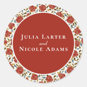 Sticker Rond Wild Rose Floral Petals Garden Affair Mariage