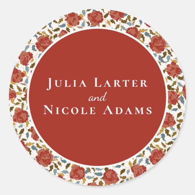 Sticker Rond Wild Rose Floral Petals Garden Affair Mariage (Devant)