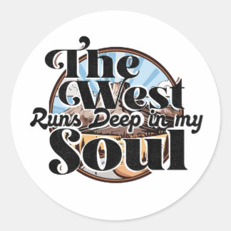 Sticker Rond Wild West - Western Americana Paysage