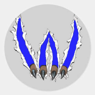 Sticker Rond Wildcats Claw à travers le design - Bleu