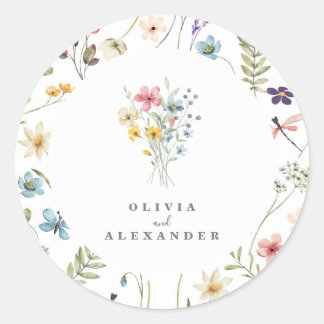 Sticker Rond Wildflower Boho garden floral