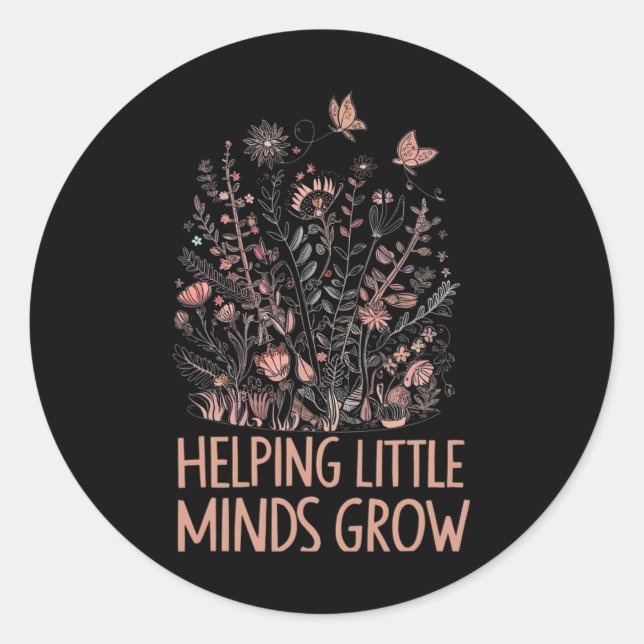 Sticker Rond Wildflower Helping Little Minds Grow Teacher Back  (Devant)