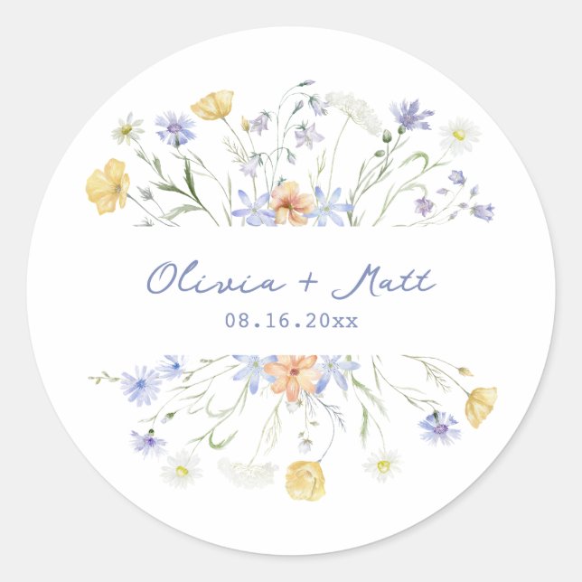 Sticker Rond Wildflowers handritten wedding (Devant)
