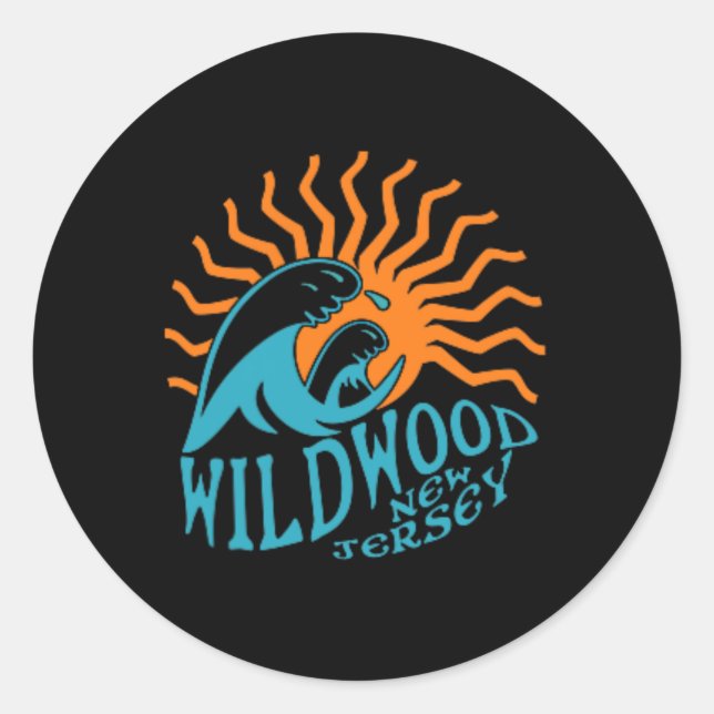 Sticker Rond Wildwood New Jersey Beach Front Et Back (Devant)