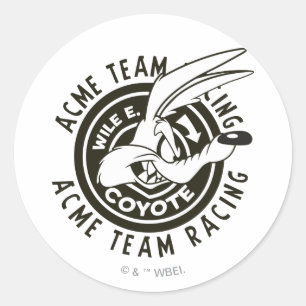 Sticker Rond WILE E. COYOTE™ Acme Team Racing B/W