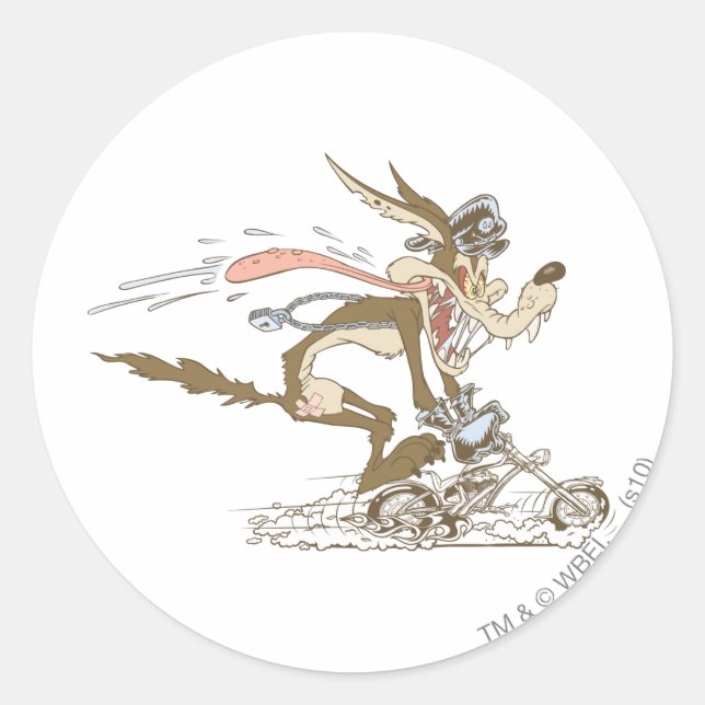 Sticker Rond WILE E. COYOTE™ Cycle Racer (Devant)