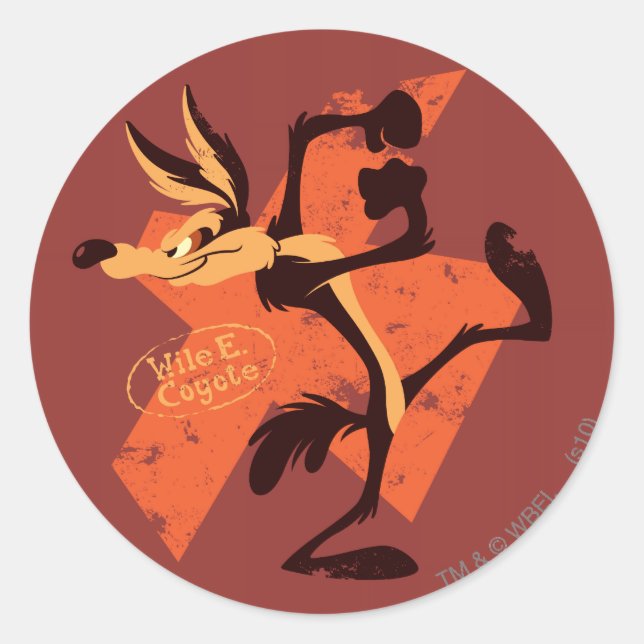 Sticker Rond WILE E. COYOTE™ Préparation À L'Exécution (Devant)