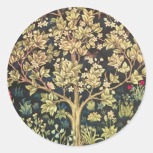 Sticker Rond William Morris Arbre De Vie Vintage Pré-Raphaélite
