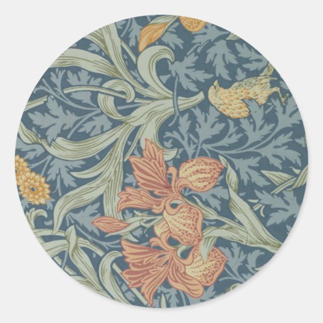 Sticker Rond William Morris Art Décoratif Iris Motif (Devant)