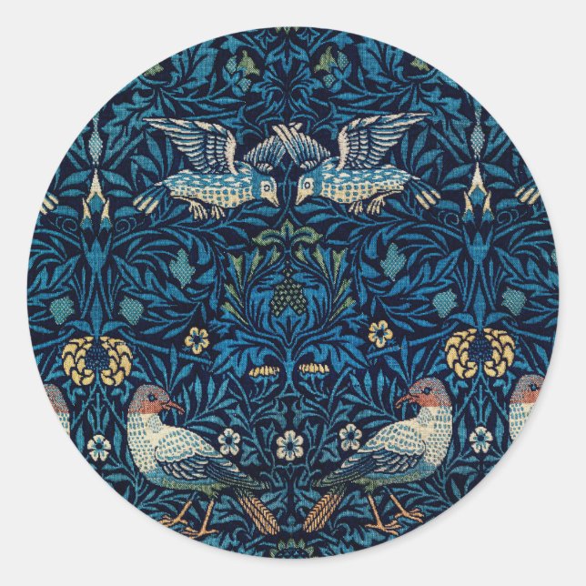 Sticker Rond William Morris Blue Birds Tapestry Classic (Devant)