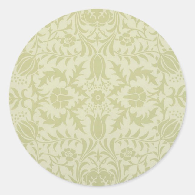 Sticker Rond William Morris Borge Mariage Soft Green (Devant)