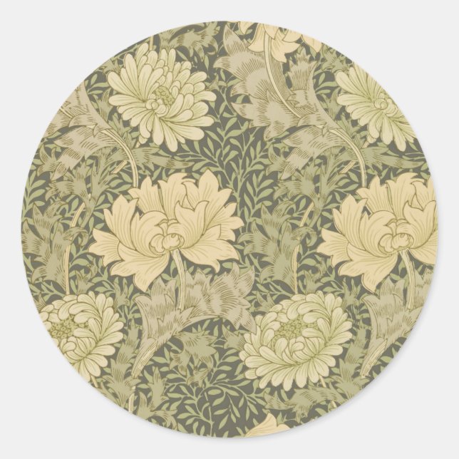 Sticker Rond William Morris Chrysanthemum Fleur d'âge (Devant)