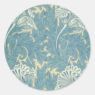 Sticker Rond William Morris Classique Tulipe Bleu Floral