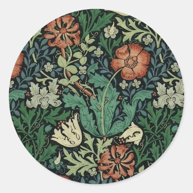 Sticker Rond William Morris Compton Floral Art (Devant)