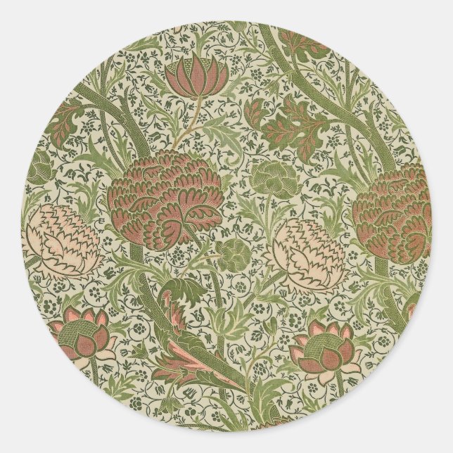 Sticker Rond William Morris Cray Fleur de Sage Floral Botanique (Devant)