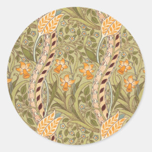 Sticker Rond William Morris Daffodil Garden Flower Classic Bota