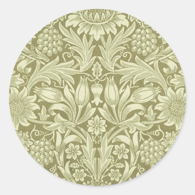 Sticker Rond William Morris Fleur verte tournesol (Devant)