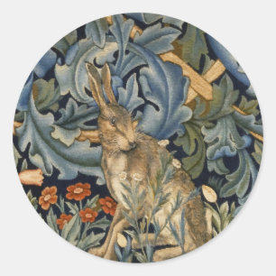 Sticker Rond William Morris Forest Rabbit Floral Art