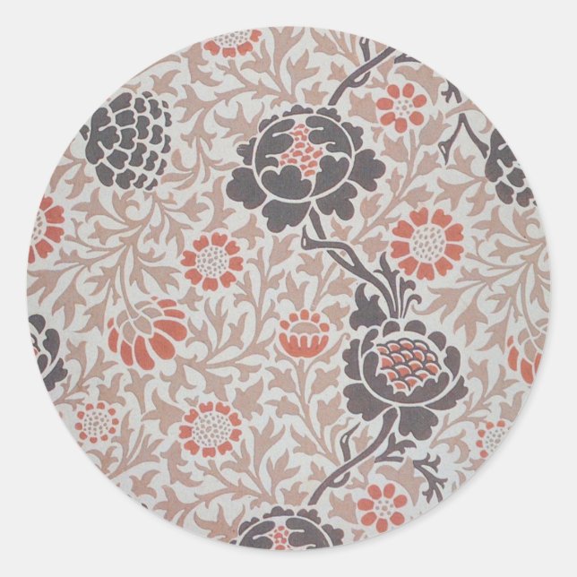 Sticker Rond William Morris Grafton Botanic Art Design (Devant)