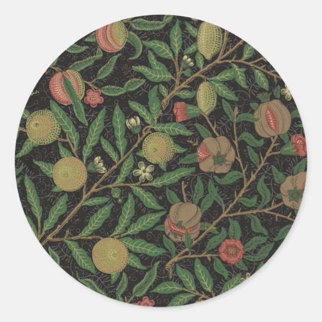 Sticker Rond William Morris grenade classique fruits (Devant)