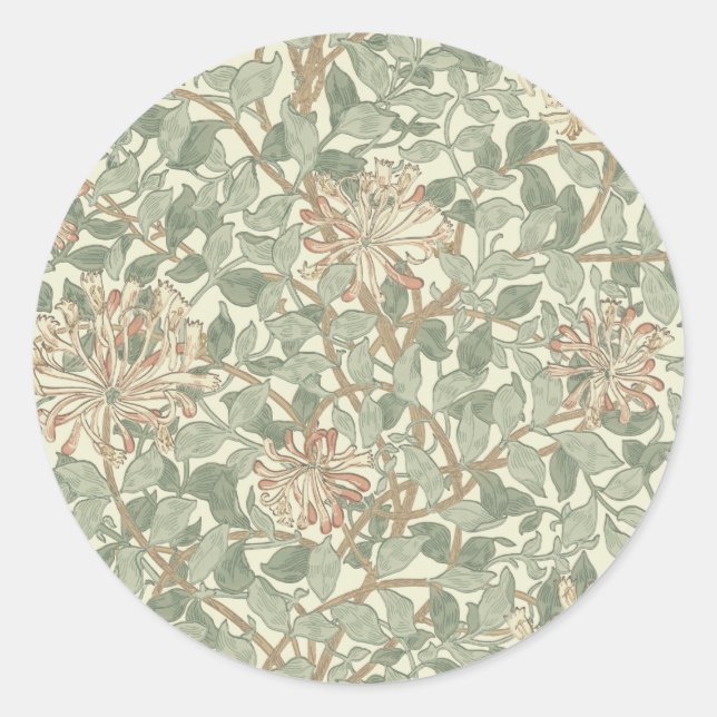 Sticker Rond William Morris Honeysuckle Vert Floral (Devant)