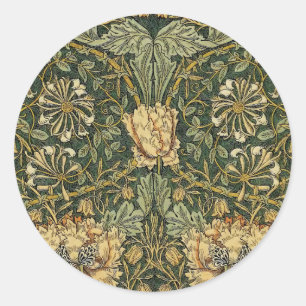Sticker Rond William Morris Honeysuckle Vert Floral