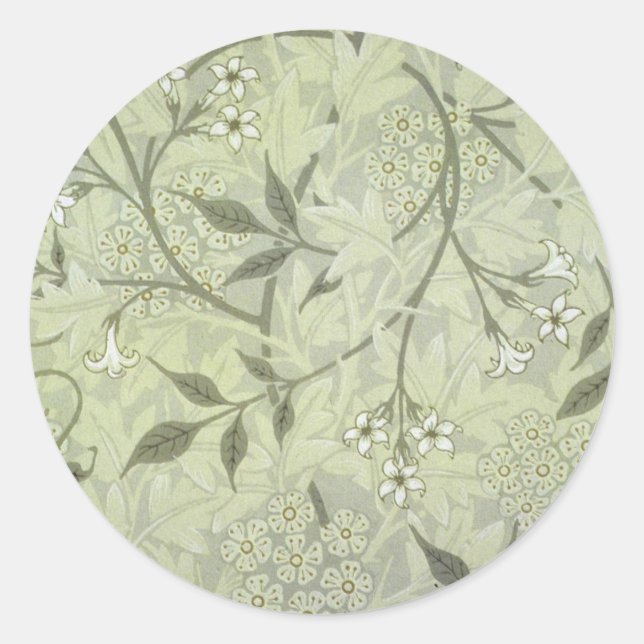 Sticker Rond William Morris Jasmine Botanique (Devant)