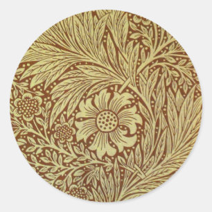 Sticker Rond William Morris Marigold Motif de fleurs antiques