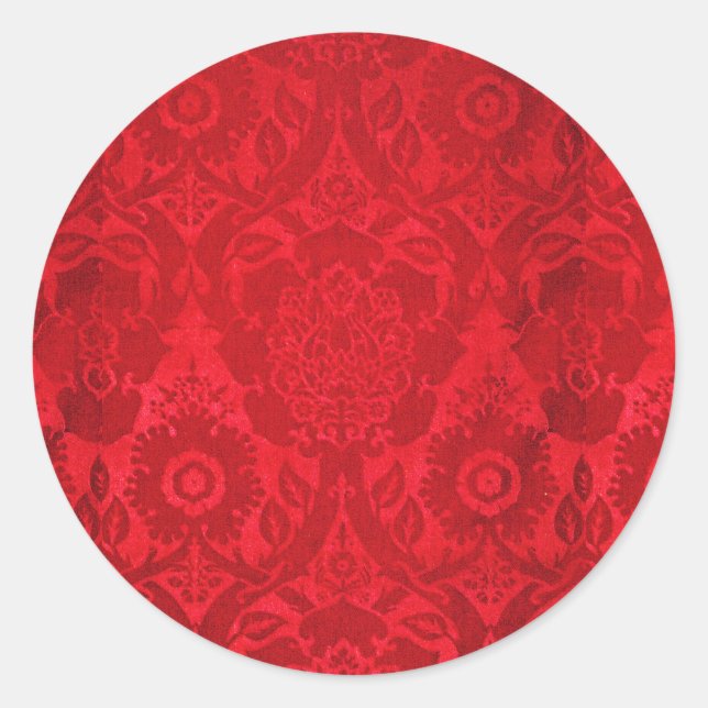 Sticker Rond William Morris motif en velours de soie gaufrée (Devant)