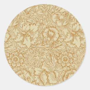 Sticker Rond William Morris Papier peint floral Poppy