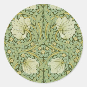 Sticker Rond William Morris Pimpernel Fond d'écran bleu Floral