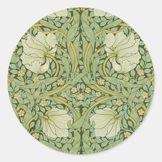 Sticker Rond William Morris Pimpernel Fond d'écran bleu Floral (Devant)