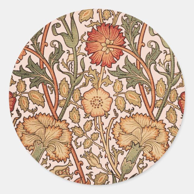 Sticker Rond William Morris Rose Flower Fond d'écran Motif (Devant)