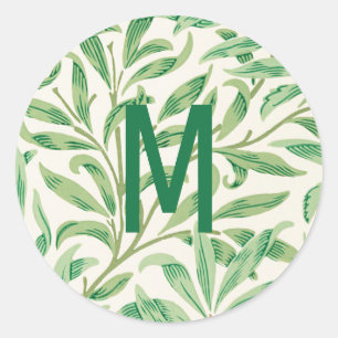 Sticker Rond William Morris. Saumon. monogramme de verdure