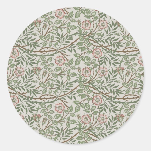Sticker Rond William Morris Sweetbrie Floral Art Nouveau (Devant)