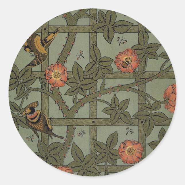 Sticker Rond William Morris Trellis Wallpaper Art (Devant)