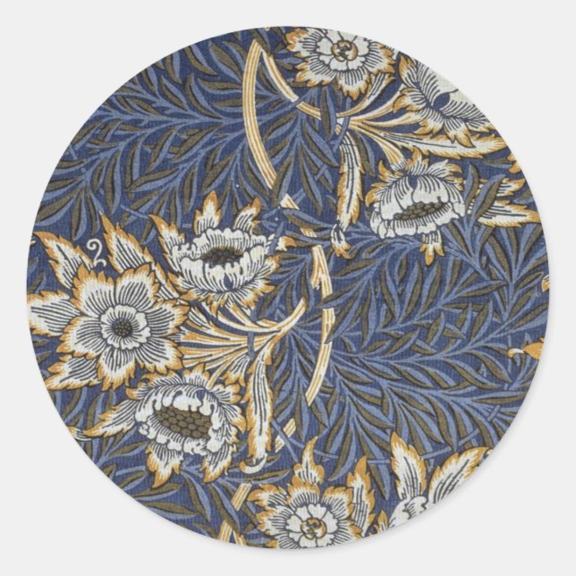 Sticker Rond William Morris Tulip et Willow Floral (Devant)